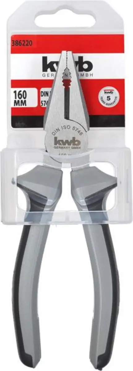 KWB Combinatietang 160mm - Softgrip - Grijs