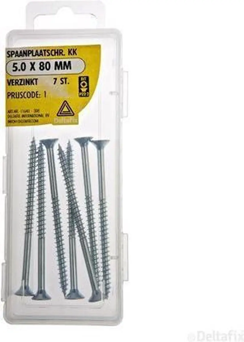 Deltafix Spaanplaatschroeven Pozidriv PZ2 5.0x80mm - 7 Stuks