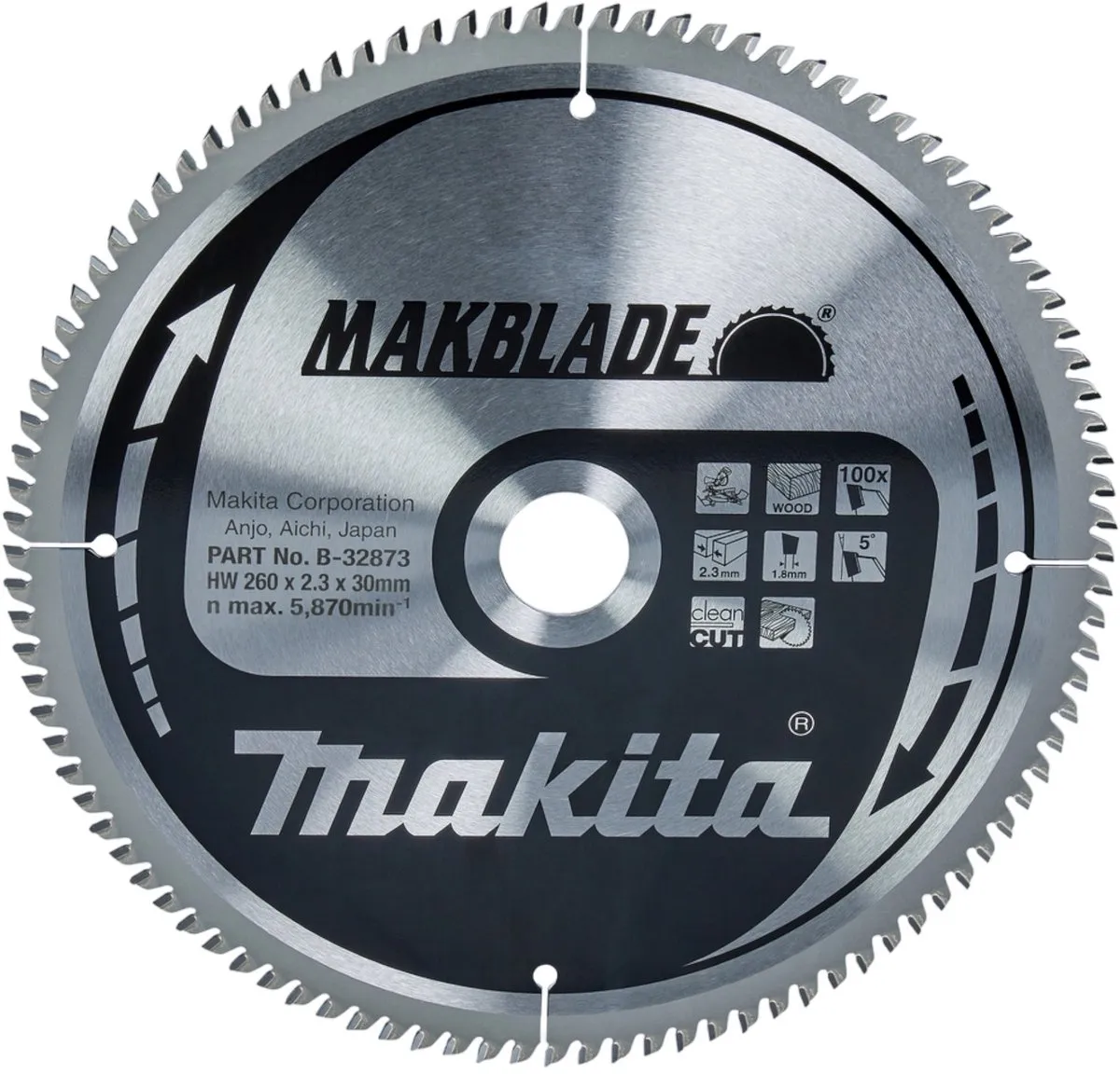 Makita B-32873 Afkortzaagblad Hout 260mm 100T