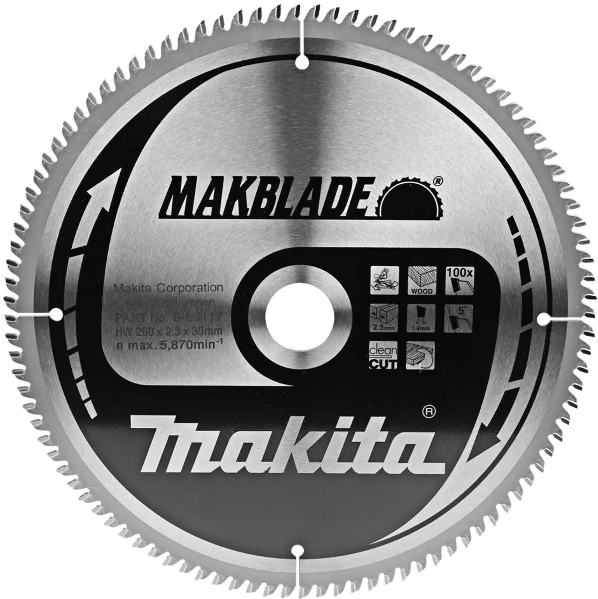 Makita B-32873 Afkortzaagblad Hout 260mm 100T - afbeelding 6 van 6