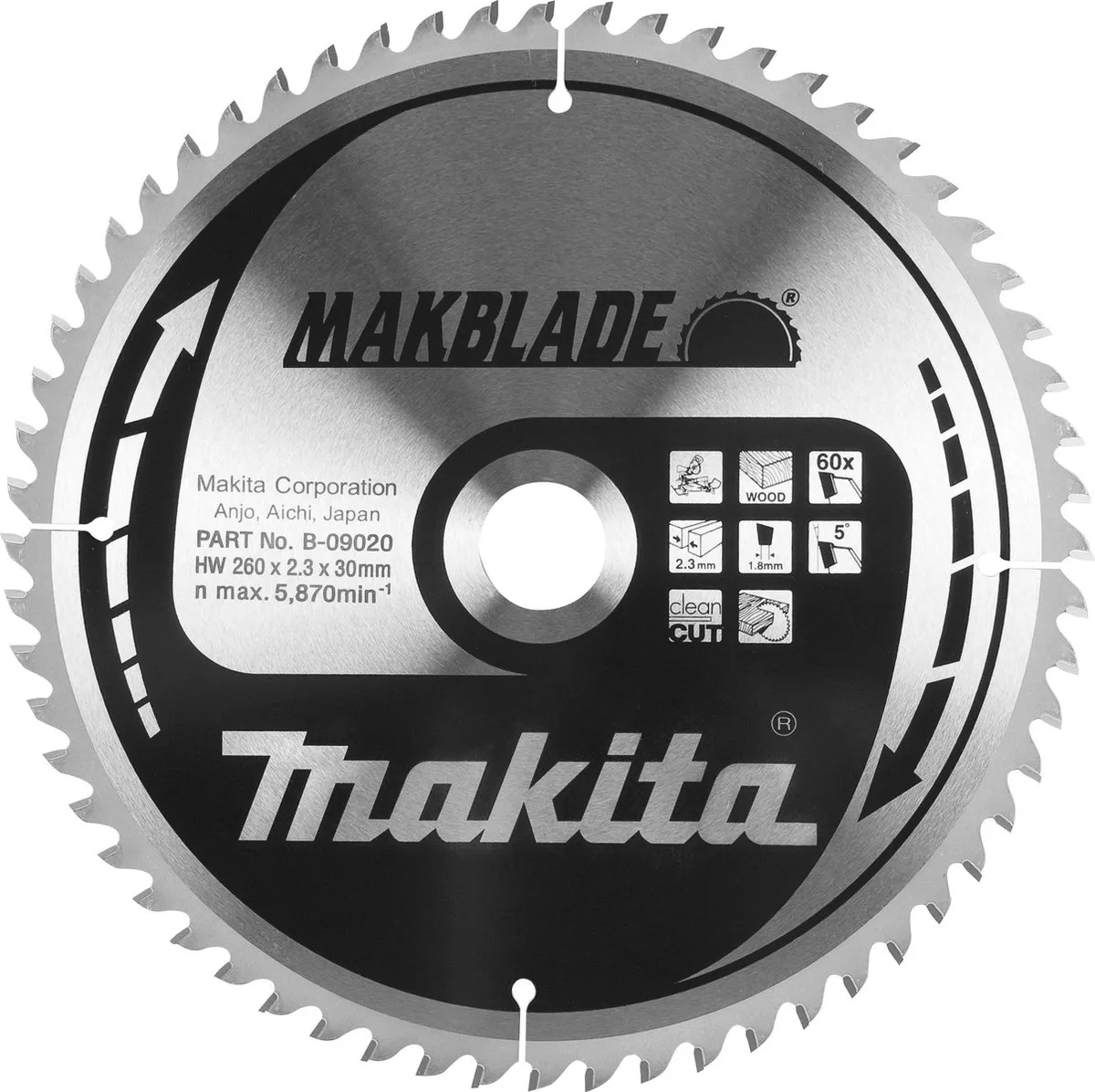 Makita B-32873 Afkortzaagblad Hout 260mm 100T