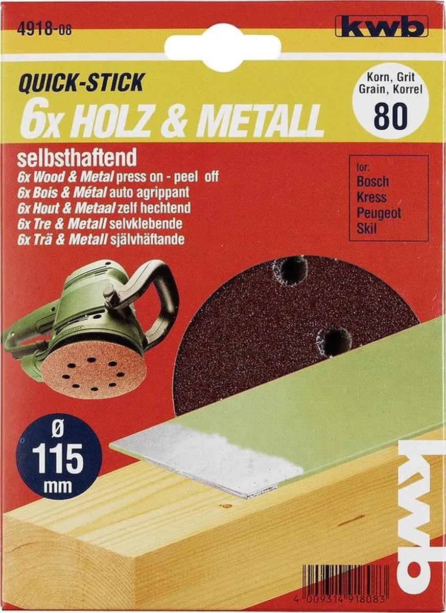 KWB Schuurschijf Ø115mm Korrel 40 - 5 Stuks
