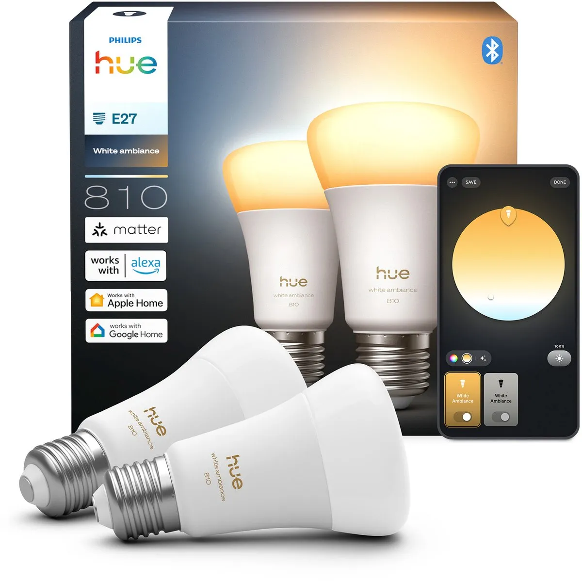 Philips Hue Slimme LED A60 E27 6W RGBW - 2 Stuks - Mat
