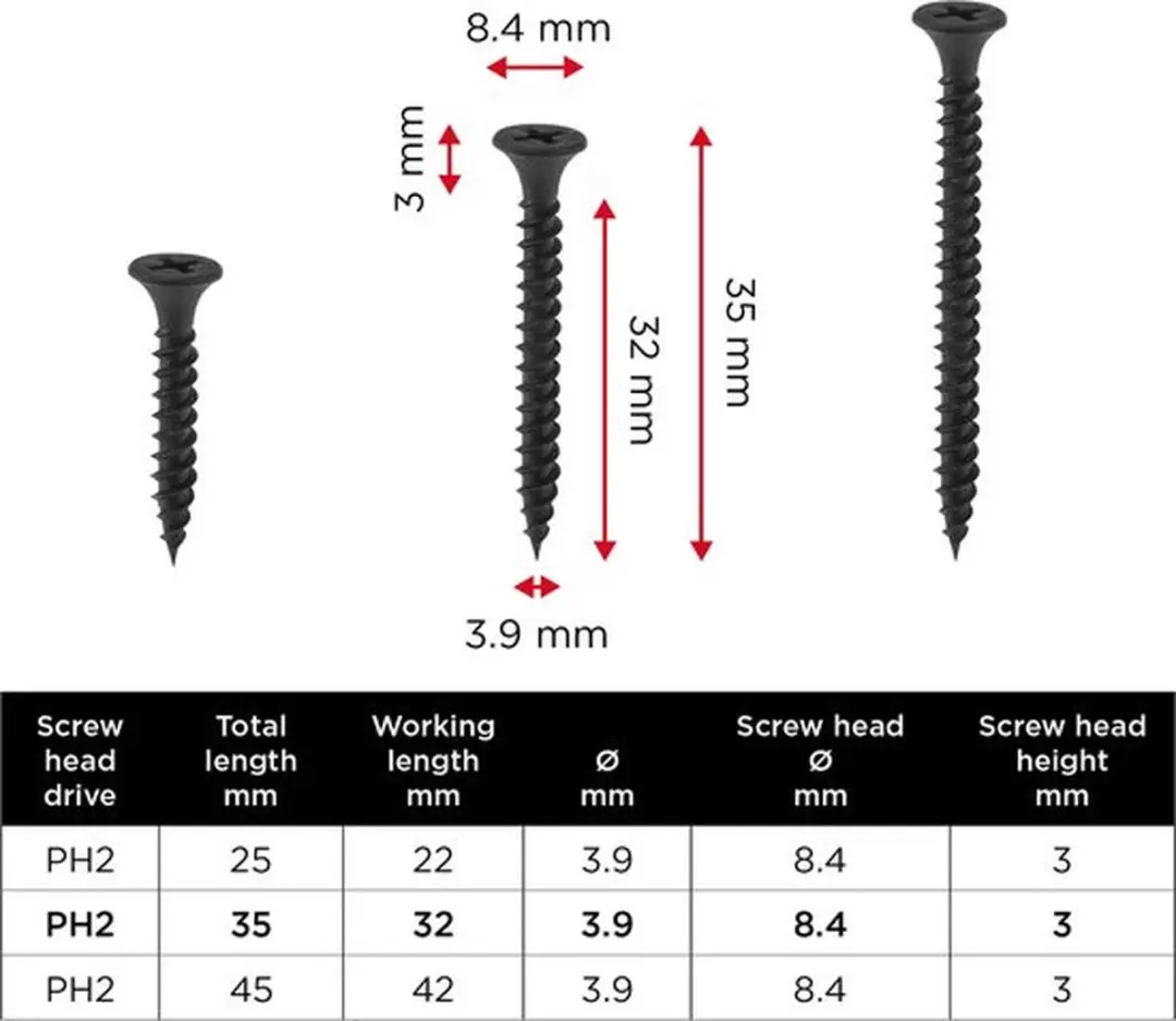 KWB Droogbouwschroeven 350 Stuks - PH2 - Torx 25 - Gefosfateerd Zwart - afbeelding 6 van 6