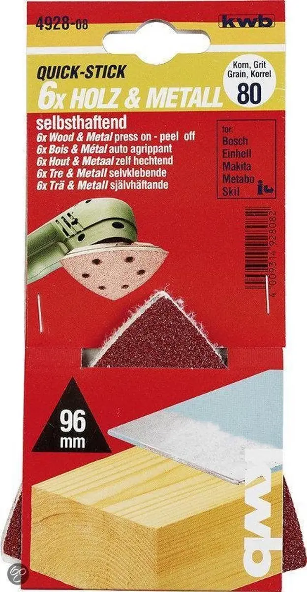 KWB Schuurschijf Delta 93x93mm Korrel 240 - 5 Stuks