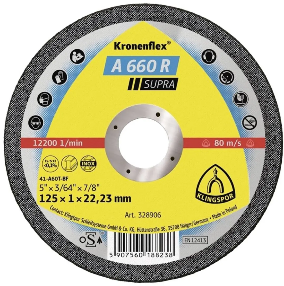 Klingspor 328906 Doorslijpschijf RVS 125mm