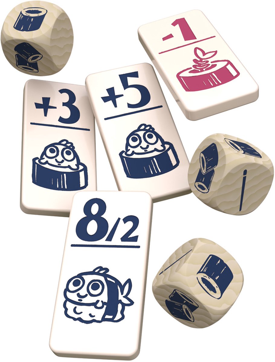 999 Games - Geharrewar in de Sushibar Junior - Dobbelspel - Snel dobbelspel voor het hele gezin - Gezelschapsspel - Familiespel - Klein cadeautje - bevat spelregels in NL en EN en FR