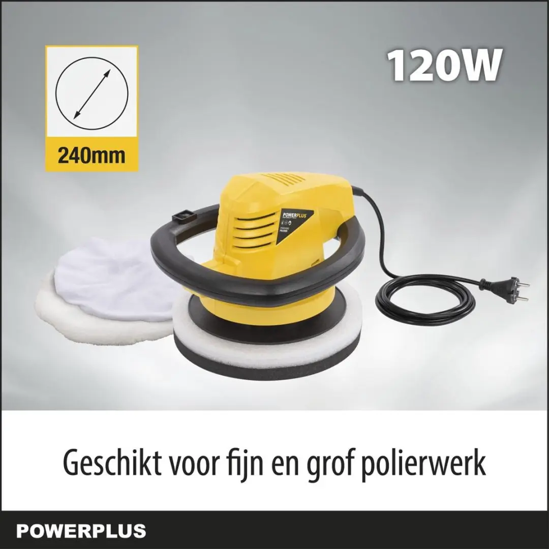 Powerplus POWX04960 Haakse Poliermachine 120W 240mm - 2 Accu's