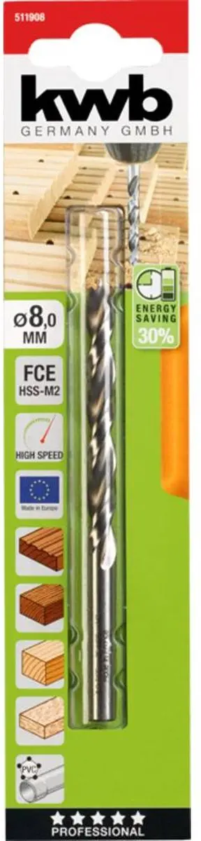 KWB FCE HSS-M2 Hardhoutboor 8mm - afbeelding 6 van 6