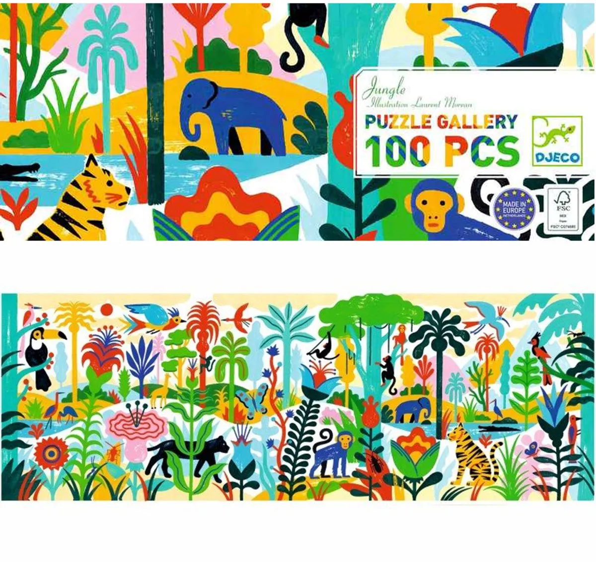 Djeco Jungle Puzzel 100 Stuks - FSC Karton - Meerkleurig