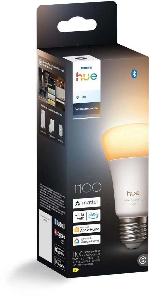 Philips Hue Starterspakket E27 - 2x White Ambiance Lampen - Bridge Incl.