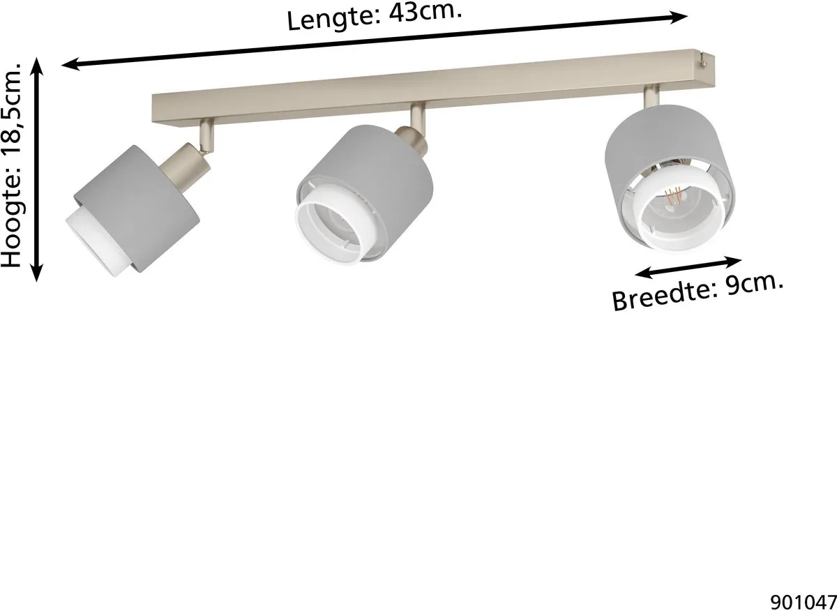 Eglo Bellizzi Spot E14 - 3 Lichtpunten 43cm - Grijs/Wit