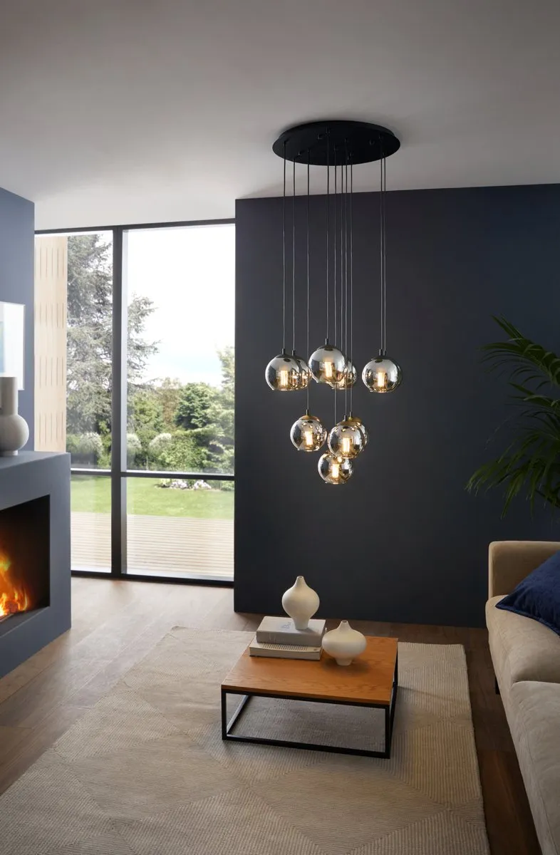 Eglo Ariscani Hanglamp Ø65,5cm - Rookglas - Zwart