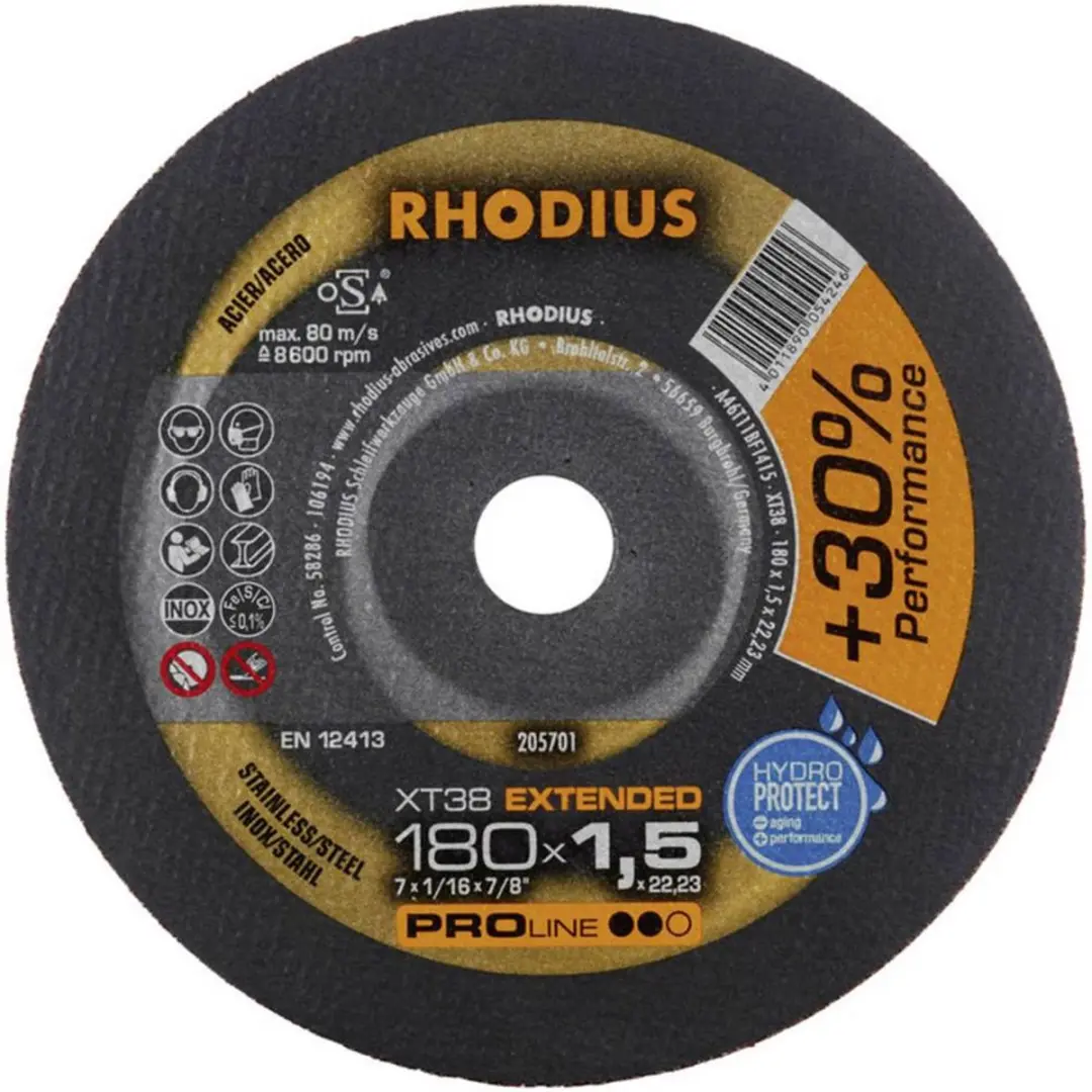 Rhodius XT38 Doorslijpschijf 180mm - 22.23mm - 1 Stuk