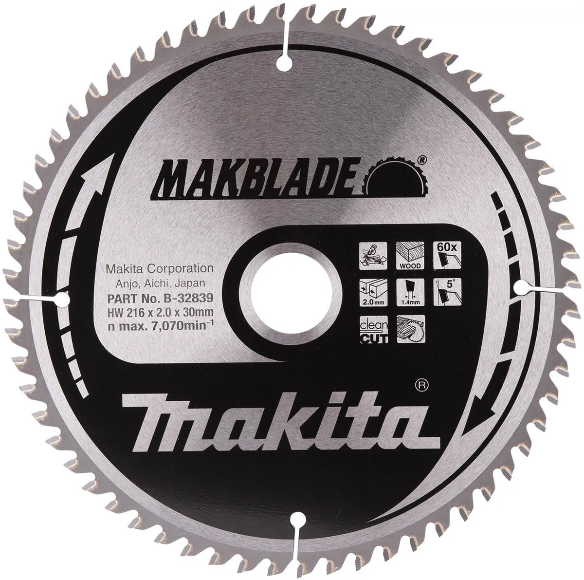 Makita B-32839 Afkortzaagblad Hout 216mm 60T