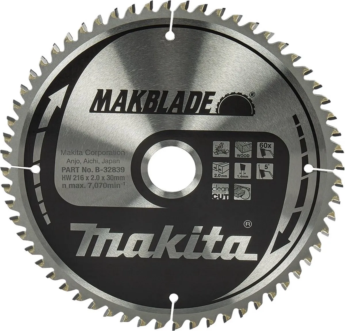 Makita B-32839 Afkortzaagblad Hout 216mm 60T