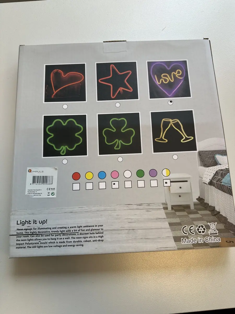Impuls LED Wandlampen Neon Set 4 Stuks - Roze & Warm Wit