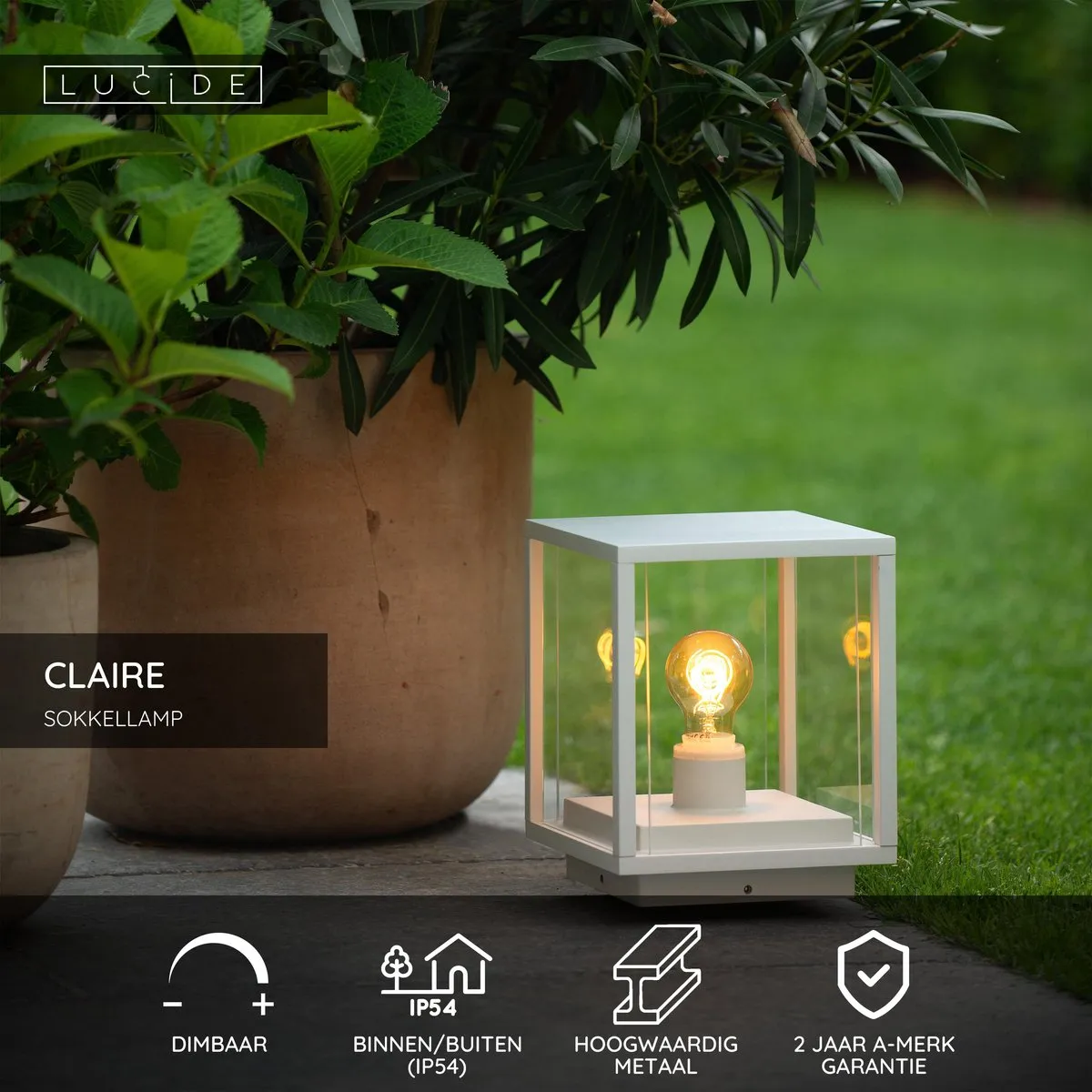 Lucide CLAIRE Sokkellamp E27 15W - Wit