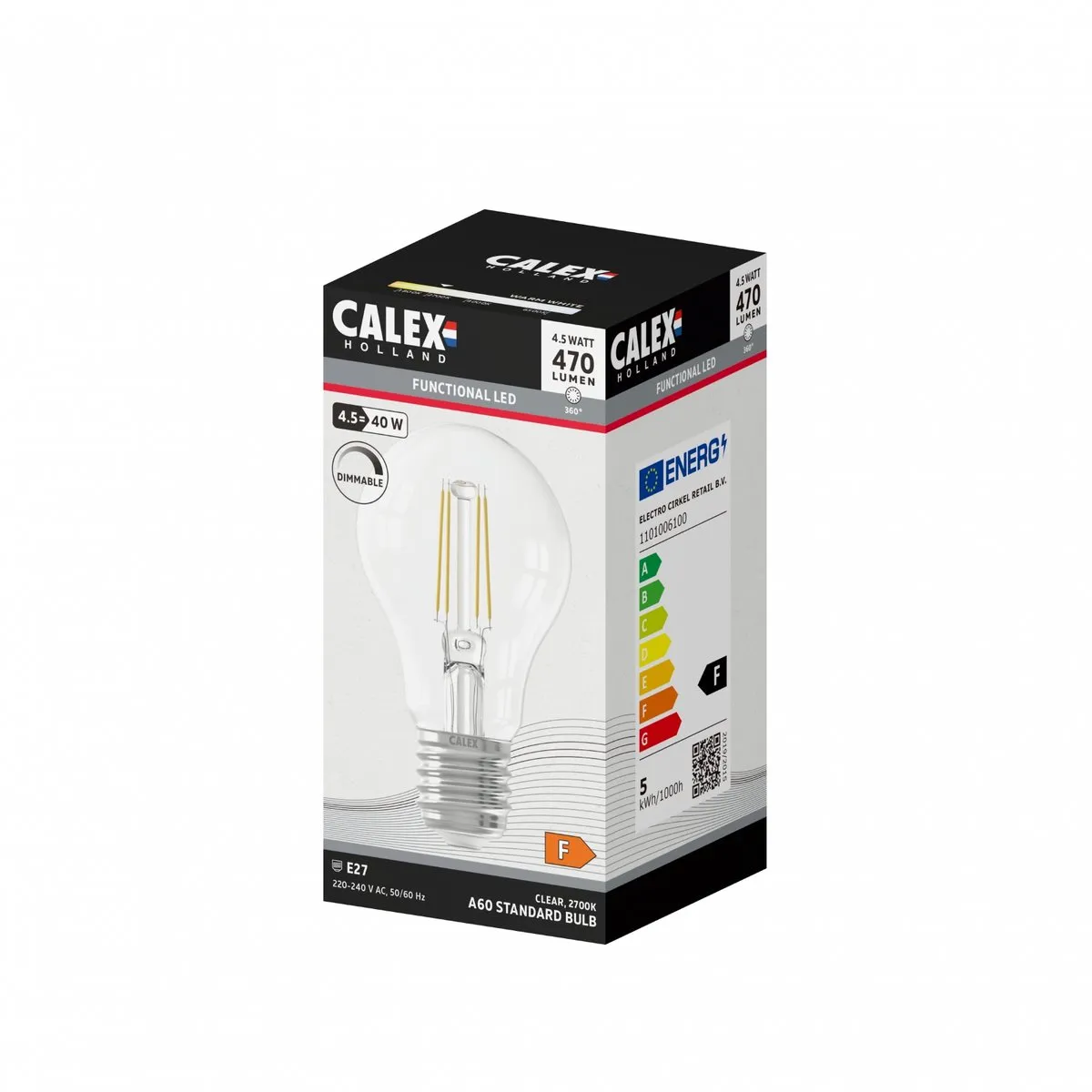 Calex E27 Standaardlamp Glas - Transparant - 6x10x6cm