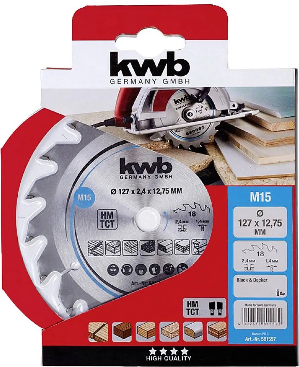 KWB 581557 Hardmetaal-cirkelzaagblad 127mm - 18 Tanden