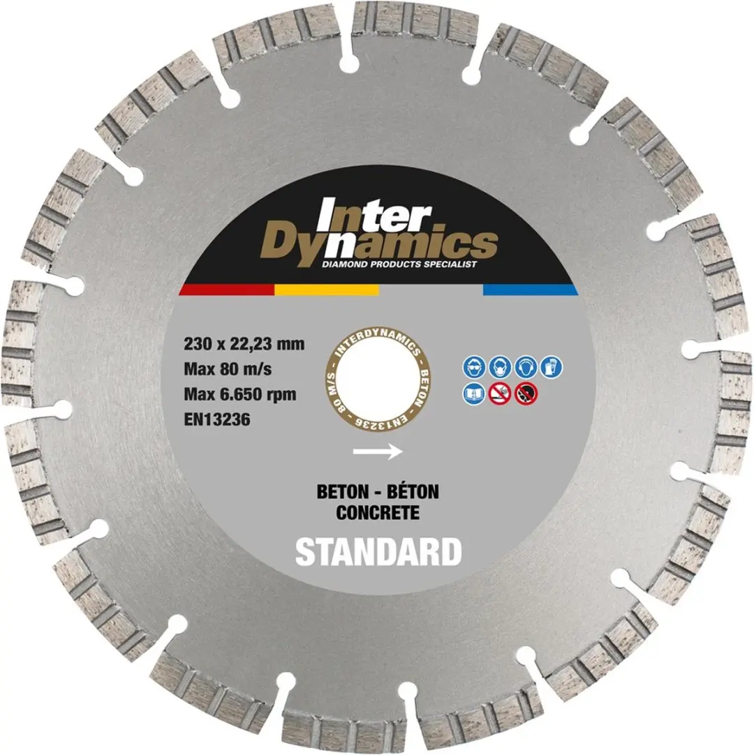 InterDynamics Standard Diamantdoorslijpschijf 230x22,23mm - Beton