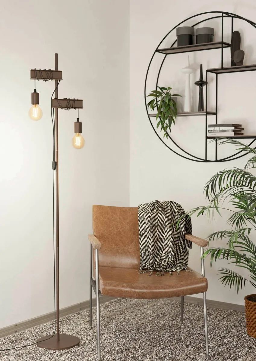 Eglo Townshend 4 Vloerlamp - 169cm - Zwart/Bruin - afbeelding 6 van 6