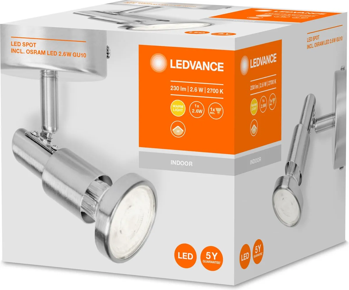 Ledvance LED Spot GU10 2.6W - 2700K - Zilver