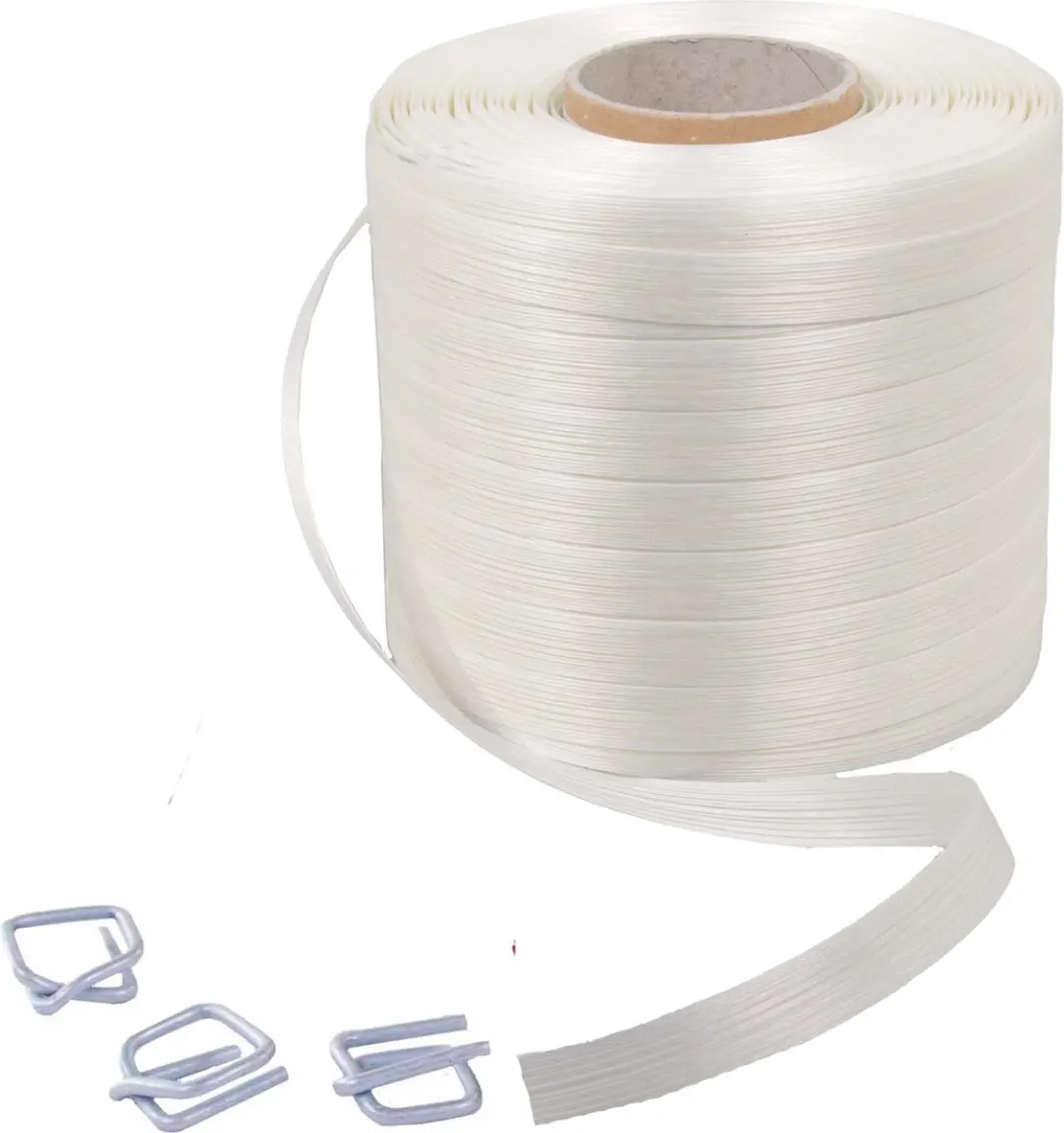 Kortpack Polyesterband Starterset 12mm Wit - 250m + 100 Gespen + Bandspanner