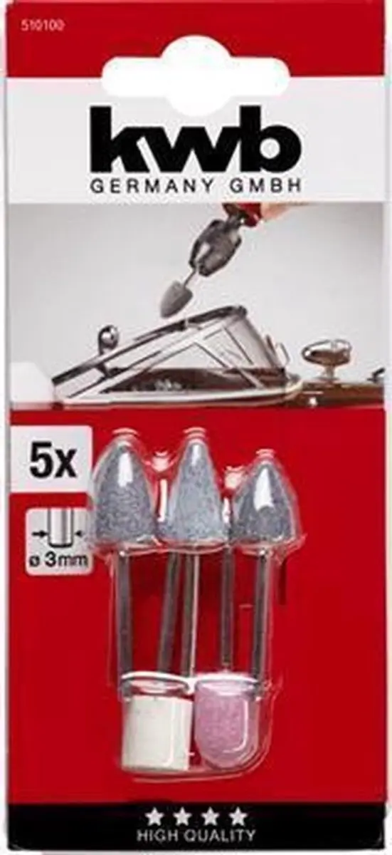 KWB Slijpsteenset Mini 5-delig - 3mm stift