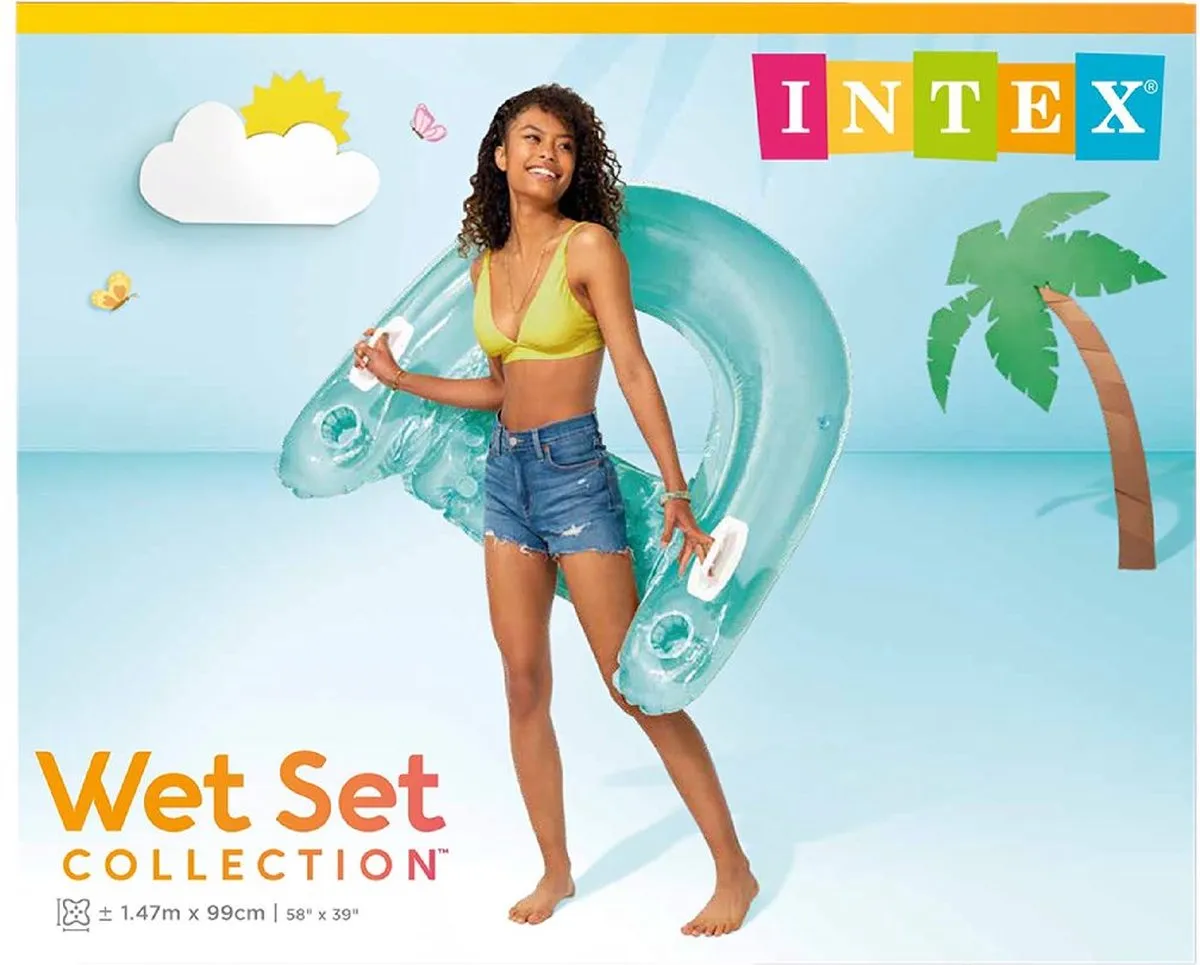 Intex Sit'n Float Lounge Luchtbed 147x99cm - Blauw