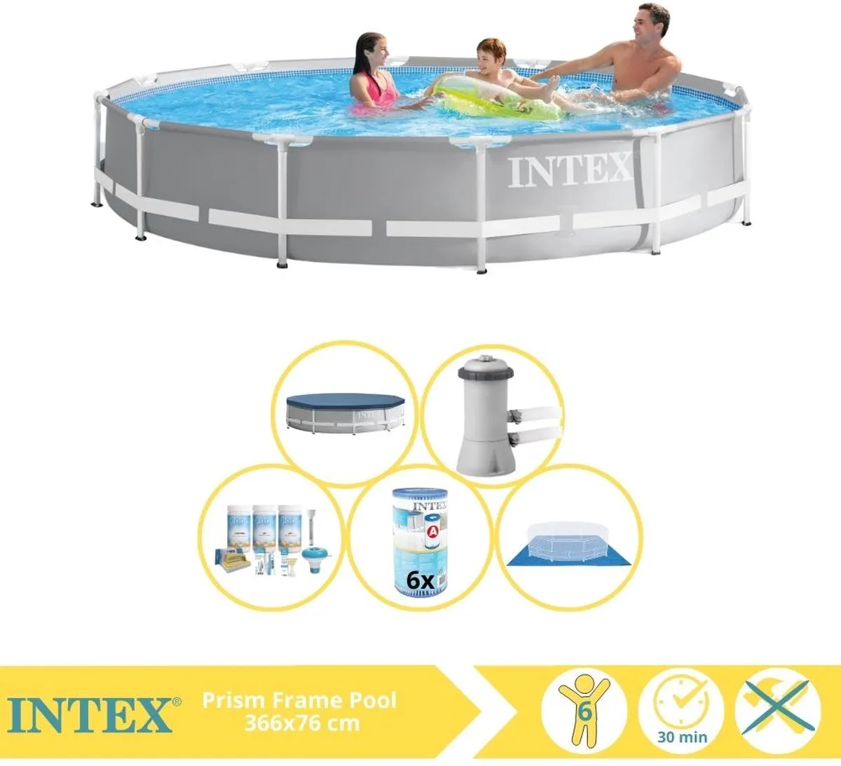 Intex Prism Frame Zwembad 366x76cm - 6503L - MPN 26712GN - afbeelding 2 van 6