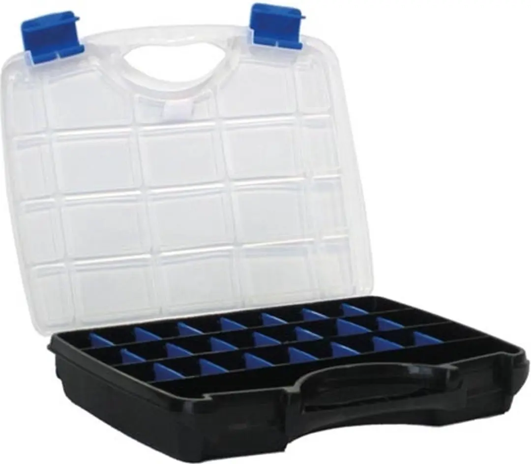 TAYG Sorteerdoos 21 Bakjes - 388x290x61mm - Zwart/Blauw/Transparant
