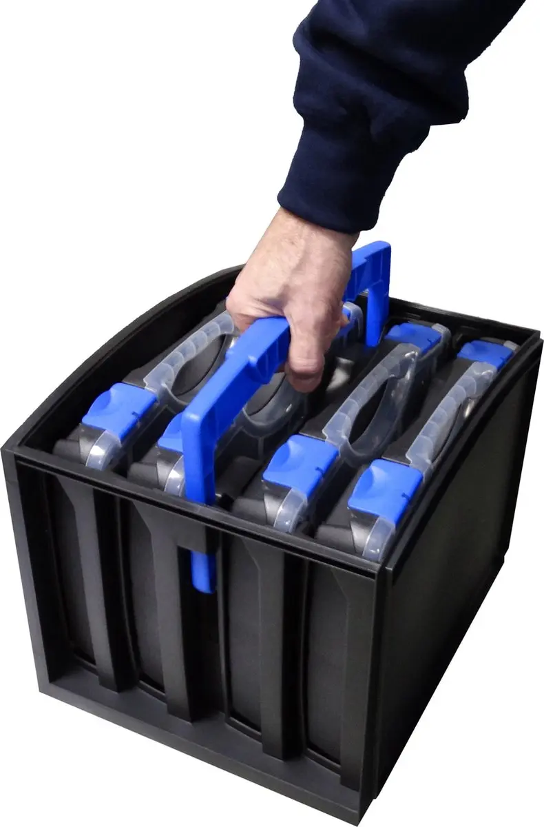 TAYG Sorteerdoos 21 Bakjes - 388x290x61mm - Zwart/Blauw/Transparant