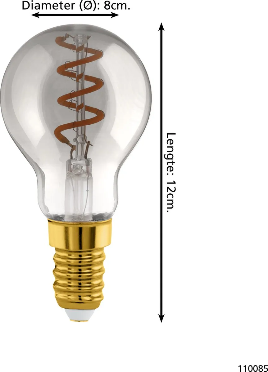 Eglo LED Lamp E27 Rookglas Ø9,5cm 2000K - Dimbaar