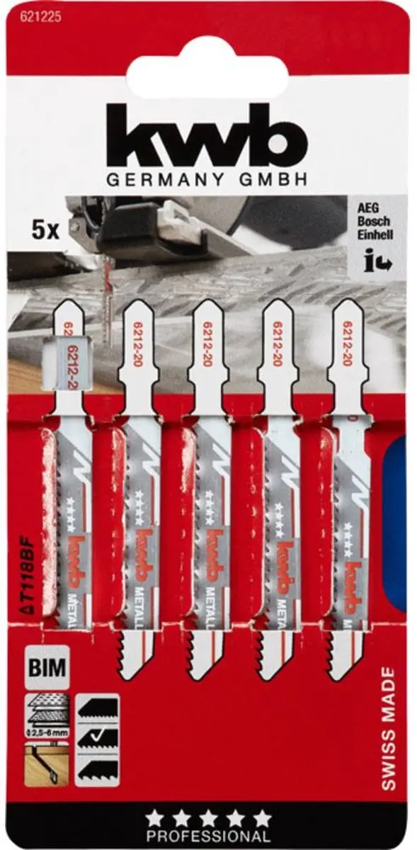 KWB 621225 Decoupeerzaagbladen Metaal - Bi-metaal - 5 Stuks