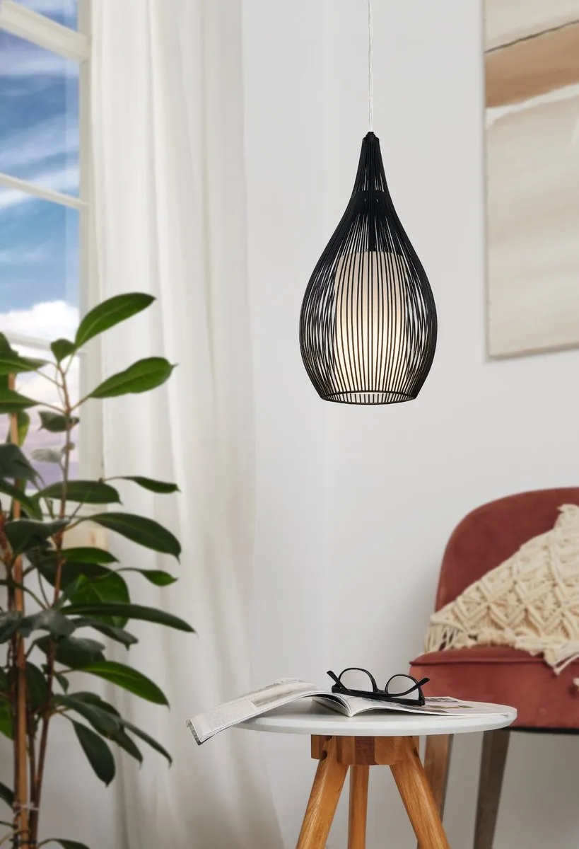 Eglo Razoni Hanglamp E27 - 3 Lichthoorns - Zwart/Wit - afbeelding 6 van 6