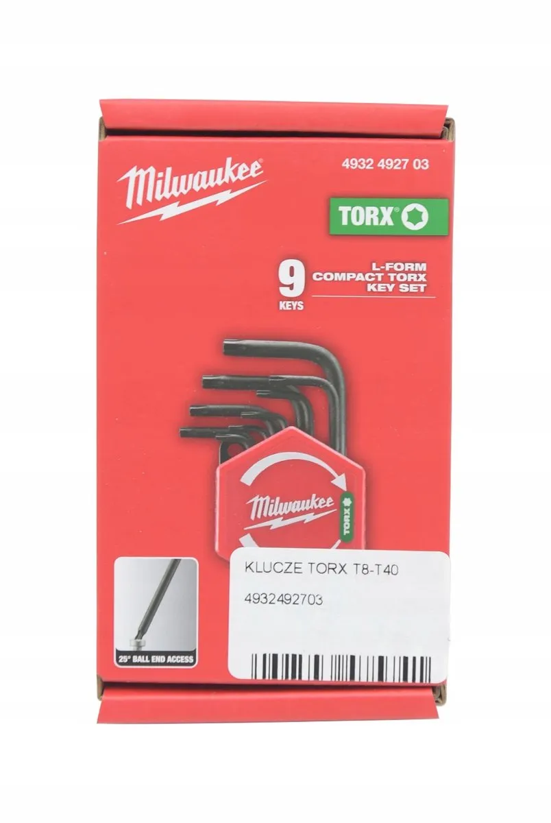 Milwaukee Torx Inbussleutel Set Gebogen T8-T40 - 9 Stuks