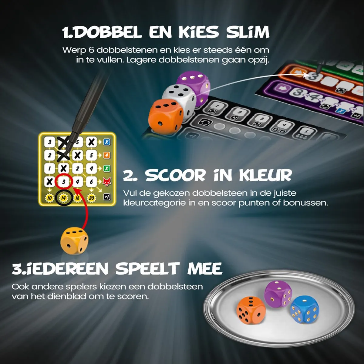 999 Games Clever Dobbelspel - 4 Spelers - Multikleur