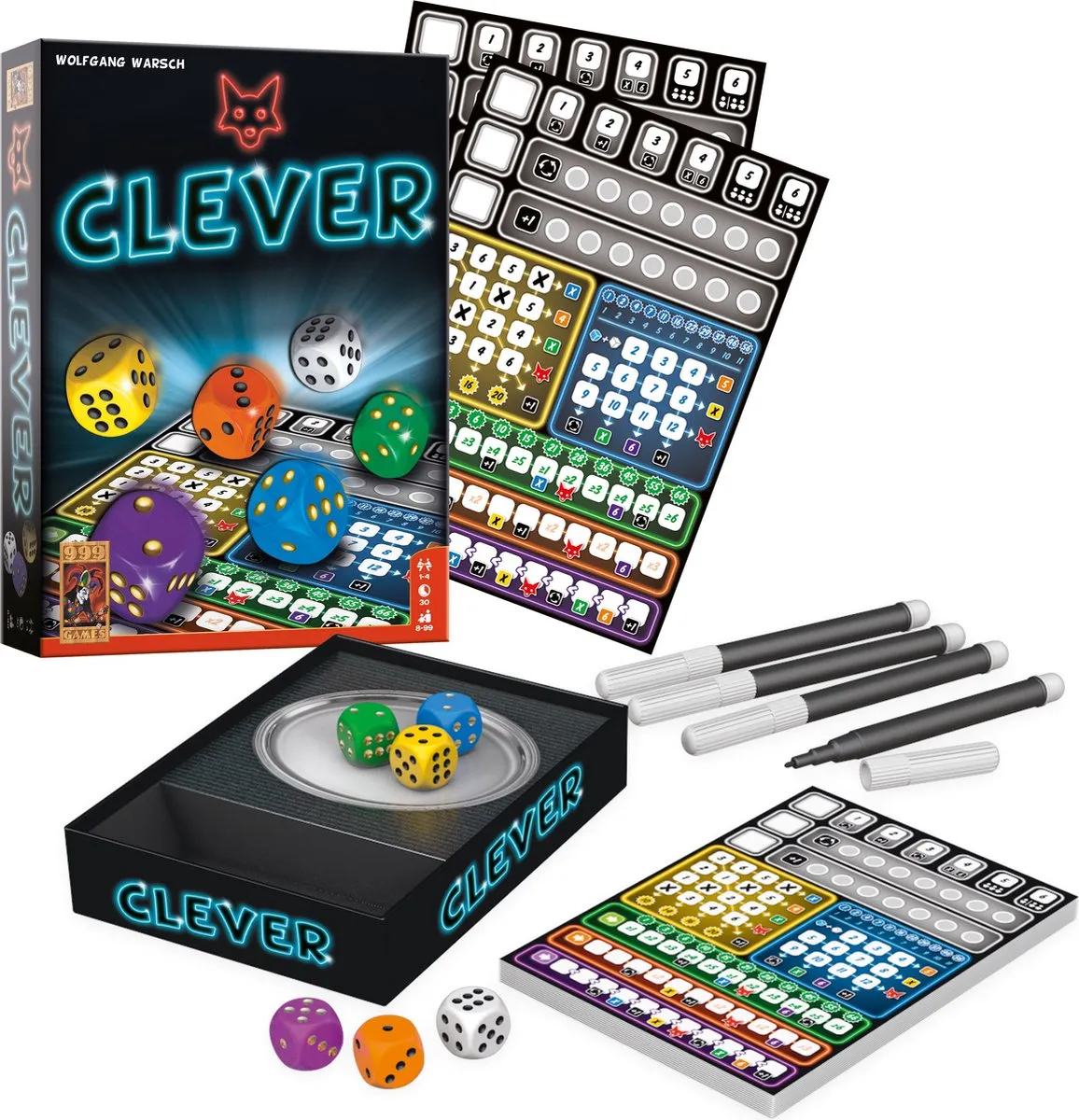 999 Games Clever Dobbelspel - 4 Spelers - Multikleur - afbeelding 6 van 6