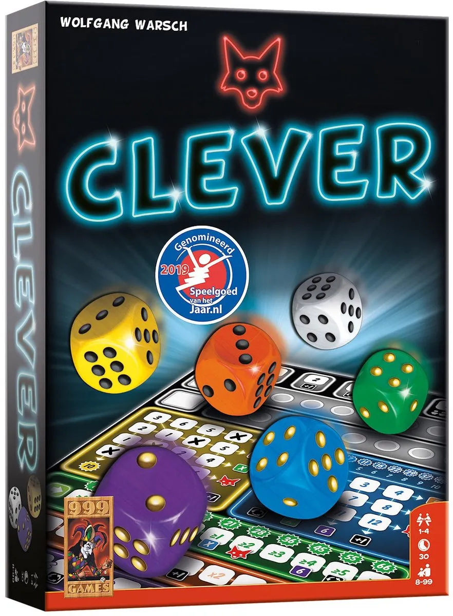 999 Games Clever Dobbelspel - 4 Spelers - Multikleur