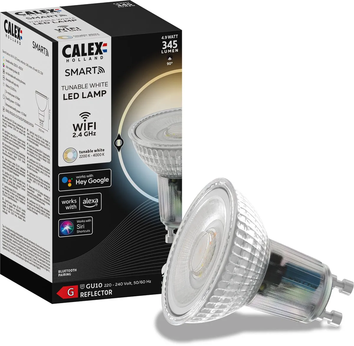 Calex Slimme LED GU10 4.9W - Warm Wit 2200K - Dimbaar