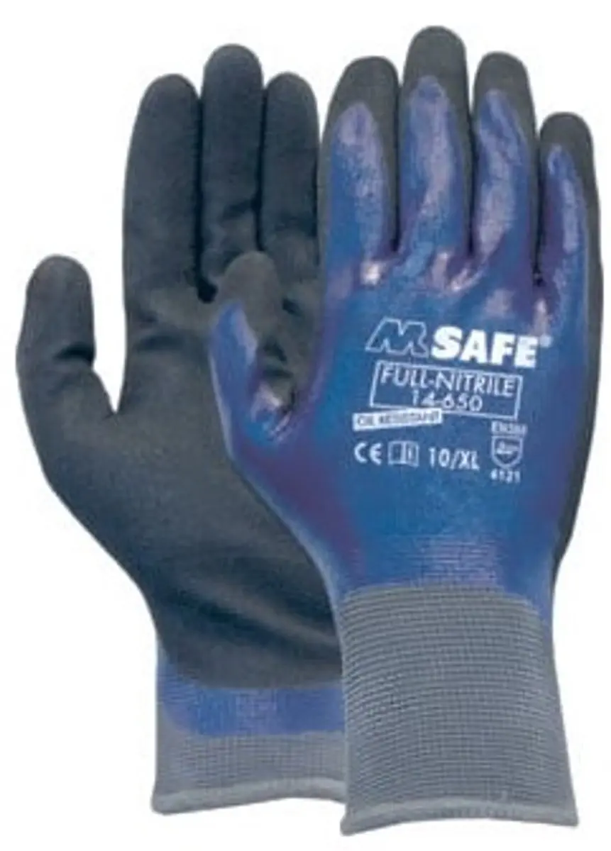 Oxxa Full-Nitrile 14-650 Handschoen - Maat 9 - Blauw/Zwart