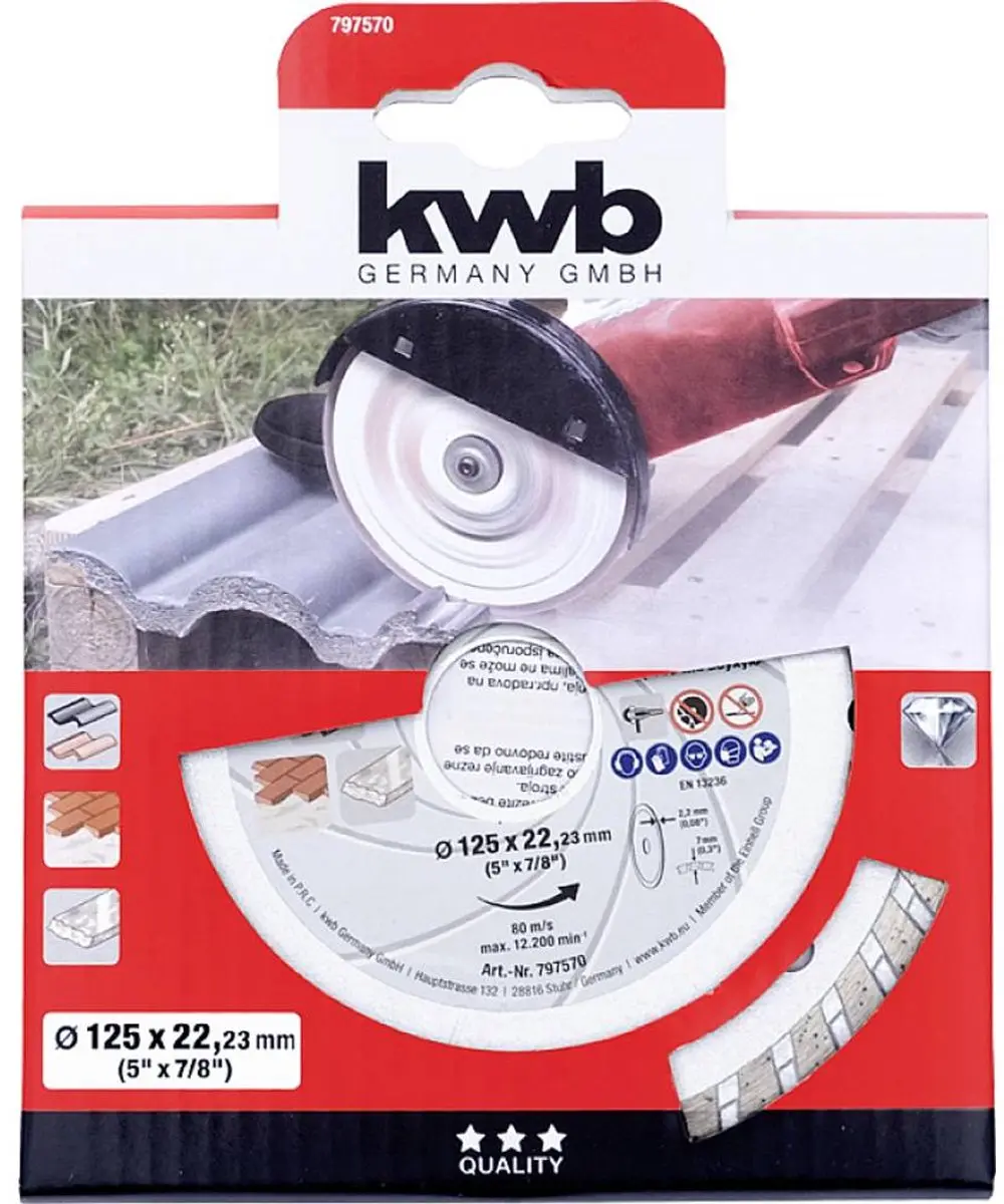KWB 797570 Diamanten Doorslijpschijf 125mm - 22,23mm As