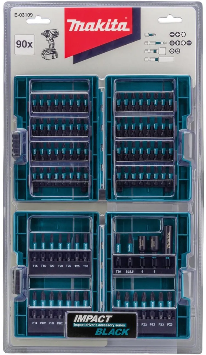 Makita Impact Black 90-delige Bitset E-03109