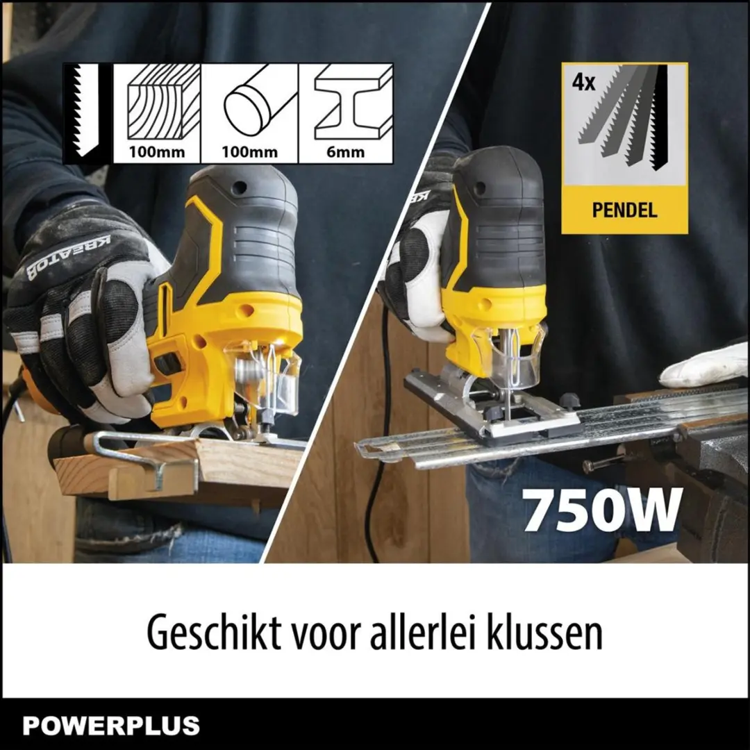 Powerplus POWXBOX030 Elektrische Decoupeerzaag - 750W 3000min-1 - 10 Zaagbladen - afbeelding 6 van 6