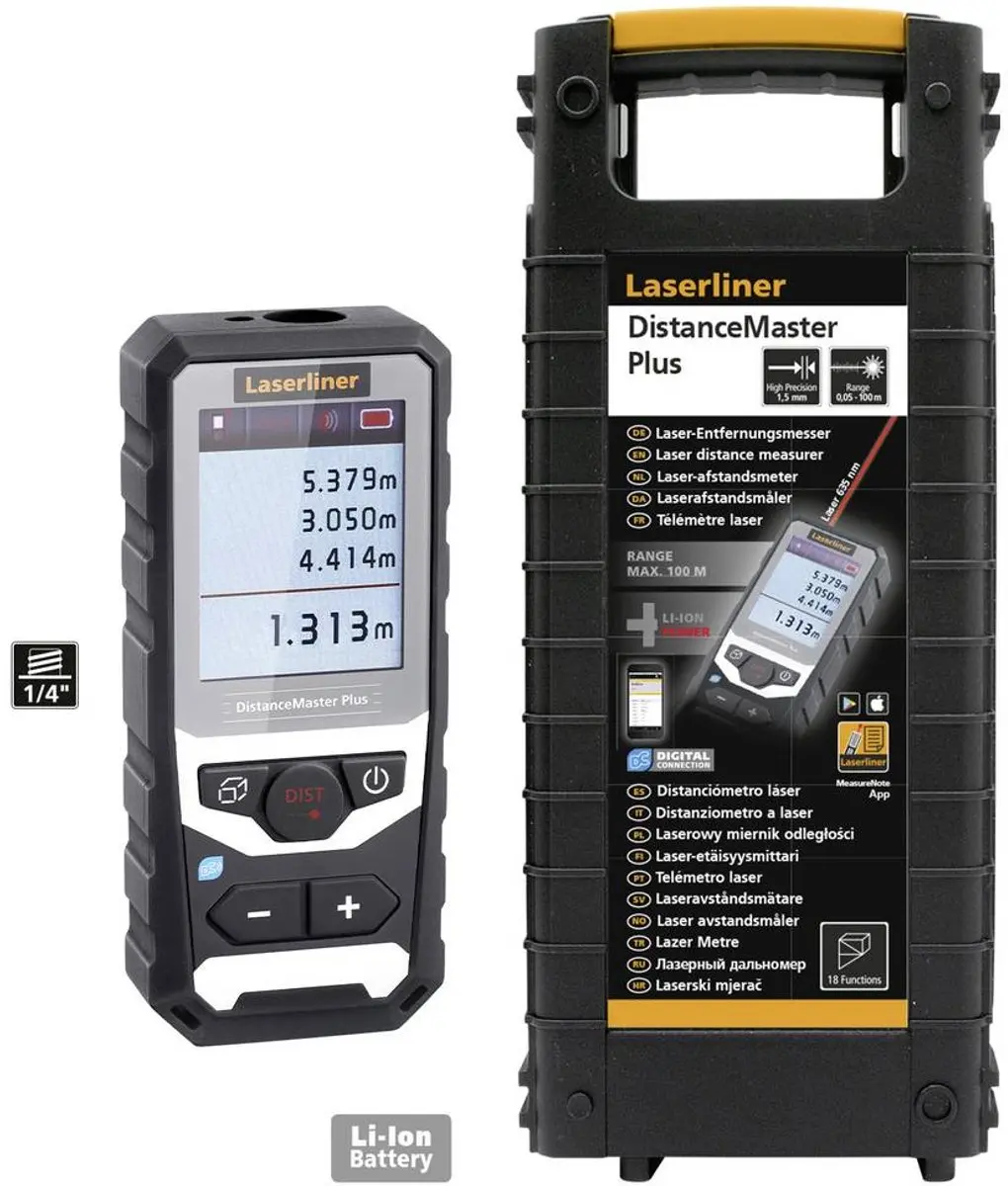 Laserliner DistanceMaster Plus Laserafstandsmeter 100m - met accu
