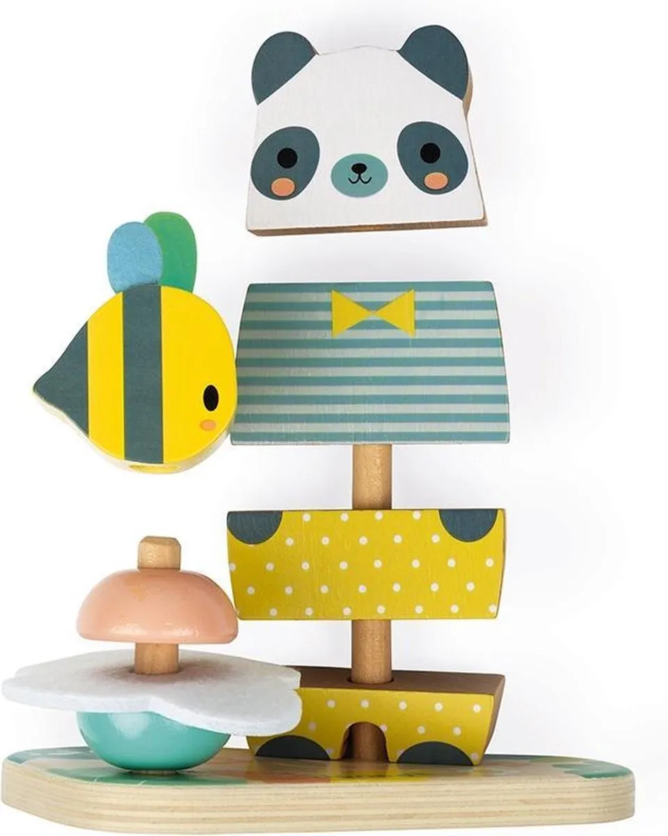 Janod Pure - Stapelfiguur Beer - 2-In-1 Stapelaar Met Een Beer Aan De Ene Kant En Een Panda Aan De Andere Kant! - Geschikt Vanaf 1 Jaar