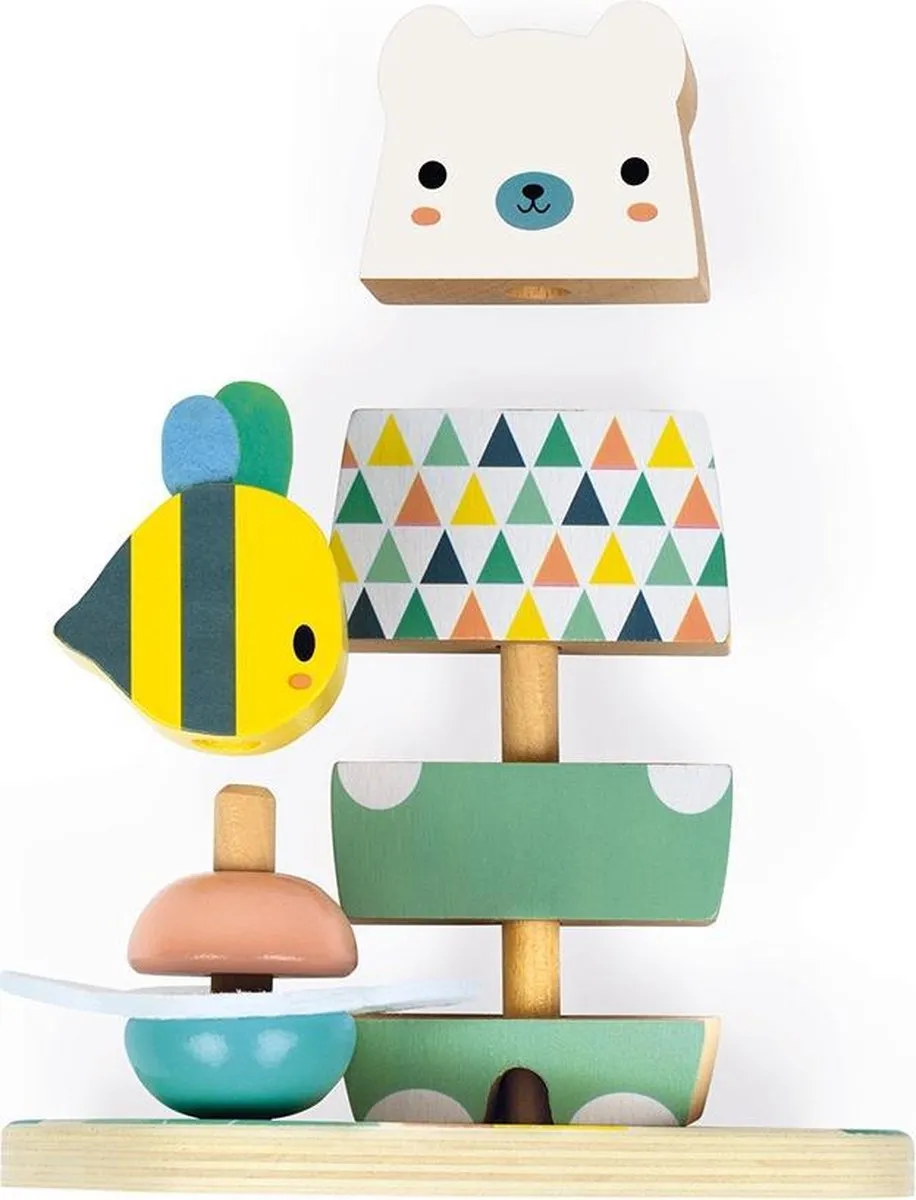 Janod Pure - Stapelfiguur Beer - 2-In-1 Stapelaar Met Een Beer Aan De Ene Kant En Een Panda Aan De Andere Kant! - Geschikt Vanaf 1 Jaar