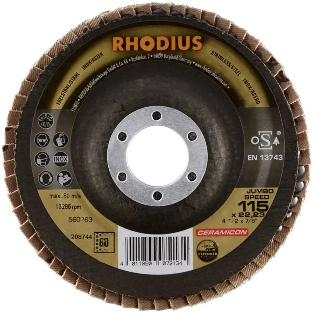 Rhodius 208744 JUMBO SPEED Lamellenschijf 115mm - Ø22.23mm - Korrel 60