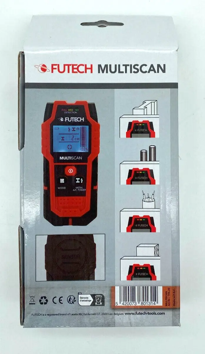 Futech Multiscan Muurscanner - 80mm Detectie Zwart